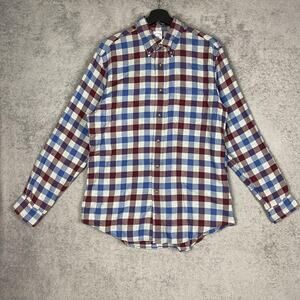 Brooks Brothers Shirt Mens Large Red & Blue Plaid Regent 1818 Button Down Cotton